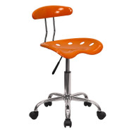 Flash Furniture Vibrant Orange and Chrome Computer Task Chair with Tractor Seat - LF-214-ORANGEYELLOW-GG