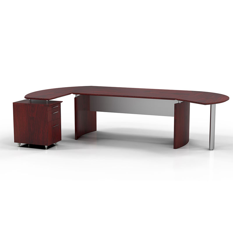 Mayline Medina Executive 72 Desk With Extension Left Return And Center Drawer Mahogany Mnt5 Lmh