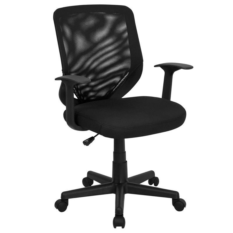 flash furniture mid-back black mesh office chair with mesh fabric seat -  lf-w-95a-bk-gg