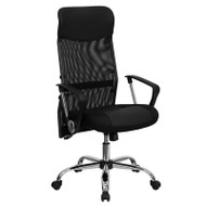 Flash Furniture High Back Black Leather Chair with Mesh Back - BT-905-GG