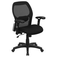 Flash Furniture Mid-Back Super Mesh Office Chair with Black Fabric Seat - LF-W42B-GG