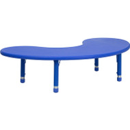 Flash Furniture Height Adjustable Half-Moon Blue Plastic Activity Table - YU-YCX-004-2-MOON-TBL-BLUE-GG