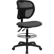 Flash Furniture Mid-Back Mesh Drafting Stool with Gray Fabric Seat - WL-A7671SYG-GY-D-GG