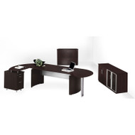 Mayline Medina Executive 72" Desk with Right Desk Extension, Left  Return, Low-Wall Cabinet, Lateral File Cabinet, Mocha  - MNT16-LDC