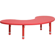 Flash Furniture Height Adjustable Half-Moon Red Plastic Activity Table- YU-YCX-004-2-MOON-TBL-RED-GG
