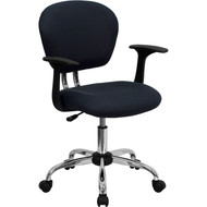 Flash Furniture Mid-Back Gray Mesh Task Chair with Arms and Chrome Base - H-2376-F-GY-ARMS-GG