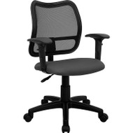 Flash Furniture Mid Back Mesh Task Chair with Gray Fabric Seat and Arms - WL-A277-GY-A-GG