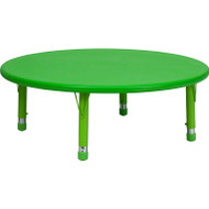 Flash Furniture 45'' Round Height Adjustable Green Plastic Activity Table YU-YCX-005-2-ROUND-TBL-GREEN-GG