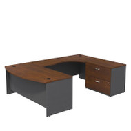 Bush Business Furniture Series C Executive U-Shaped Bowfront Desk 72" with Lateral File Hansen Cherry Right - SRC019HCRSU