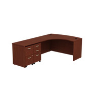 Bush Business Furniture Series C Package L-Shaped Bowfront Desk with Mobile Pedestals Mahogany Left - SRC034MALSU