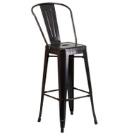 Flash Furniture Antique-Black Gold Metal Indoor-Outdoor Bar Height Chair 30"H - CH-31320-30GB-BQ-GG