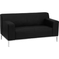 Flash Furniture Definity Series Contemporary Black Leather Love Seat with Stainless Steel Frame - ZB-DEFINITY-8009-LS-BK-GG