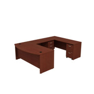 Bush Business Furniture Series C Package U-Shaped Bowfront Desk with Mobile File Cabinets in Mahogany 72"W x 36"D - SRC043MASU