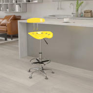 Flash Furniture Vibrant Yellow and Chrome Drafting Stool / Bar Stool with Tractor Seat - LF-215-YELLOW-GG