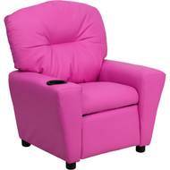 Flash Furniture Contemporary Kid's Recliner with Cup Holder Pink Vinyl - BT-7950-KID-HOT-PINK-GG