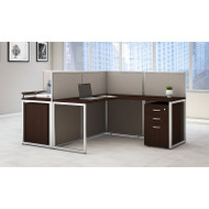 Bush Furniture Easy Office L-Shaped Desk 60" 2-Person with Mobile File Pedestals - EOD560SMR-03K
