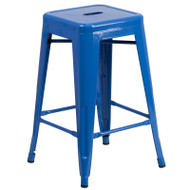 Flash Furniture Blue Metal Indoor-Outdoor Counter Height Stool 24"H - CH-31320-24-BL-GG