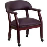 Flash Furniture Burgundy Leather Captain's Chair with Casters - B-Z100-LF19-LEA-GG