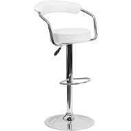 Flash Furniture Vinyl Seat Adjustable Height Barstool with Arms White - CH-TC3-1060-WH-GG