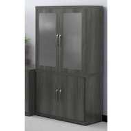 Mayline Aberdeen Storage Cabinet and Glass Display Cabinet Gray Steel - ASC-AGDC-LGS