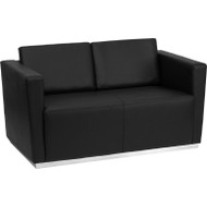 Flash Furniture Trinity Series Contemporary Black Leather Love Seat with Stainless Steel Base - ZB-TRINITY-8094-LS-BK-GG