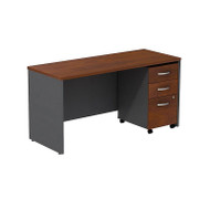Bush Business Furniture Series C Executive Desk 60" with 3-Drawer Mobile File Cabinet in Hansen Cherry - SRC025HCSU