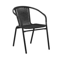 Flash Furniture Black Rattan Indoor-Outdoor Restaurant / Patio Stack Chair (2-pack) - 2-TLH-037-BK-GG
