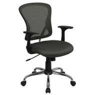 Flash Furniture Mid-Back Dark Gray Mesh Office Chair with Chrome Finished Base - H-8369F-DK-GY-GG