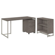 Kathy Ireland by Bush Method Collection 60W Desk with Mobile Pedestal and Bookcase Cocoa - MTH008COSU