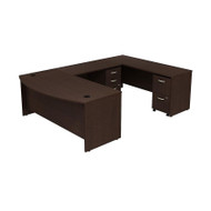 Bush Business Furniture Series C Package Executive U-Shaped Bowfront Desk with Mobile File Cabinets in Mocha Cherry 72"W x 36"D - SRC043MRSU