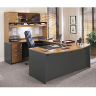 Bush Business Furniture Series C Package Executive U-Shaped Bowfront Desk Package Natural Cherry - NCPackageF