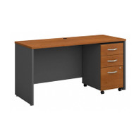 Bush Business Furniture Series C Package Desk with Mobile File Cabinet in Natural Cherry 60"W x 24"D - SRC025NCSU