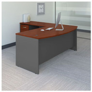 Bush Business Furniture Series C Executive L-Shaped Bowfront Desk 72" with Return and Mobile Pedestal Hansen Cherry - SRC084HCSU