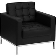 Flash Furniture Lacey Series Contemporary Black Leather Chair with Stainless Steel Frame - ZB-LACEY-831-2-CHAIR-BK-GG