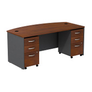 Bush Business Furniture Series C Executive Bowfront Desk 72" with 3-Drawer Mobile Pedestals Hansen Cherry - SRC013HCSU