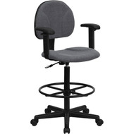 Flash Furniture Fabric Ergonomic Drafting Stool with Arms Gray - BT-659-GRY-ARMS-GG