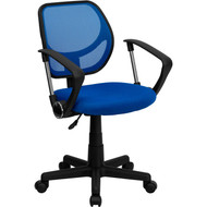 Flash Furniture Mid-Back Blue Mesh Task Chair and Computer Chair with Arms - WA-3074-BL-A-GG