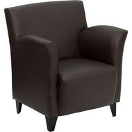 Flash Furniture Roman Series Brown Leather Reception Chair - ZB-ROMAN-BROWN-GG