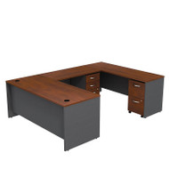 Bush Business Furniture Series C Executive U-Shaped Desk 72" with Mobile Pedestals Hansen Cherry - SRC047HCSU