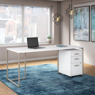 Kathy Ireland by Bush Method Collection 72W Desk with Mobile Pedestal White - MTH014WHSU