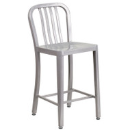 Flash Furniture Silver Metal Indoor-Outdoor Counter Height Stool 24"H (2-Pack) - CH-61200-24-SIL-GG