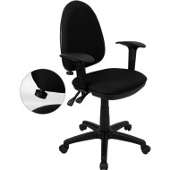 Flash Furniture Mid Back Black Fabric Multi-Functional Task Chair with Arms and Adjustable Lumbar Support - WL-A654MG-BK-A-GG