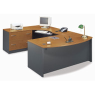 Bush Business Furniture Series C Package Executive U-Shaped Bowfront Desk with Keyboard Tray Natural Cherry - NCPackageE