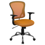 Flash Furniture Mid-Back Orange Mesh Office Chair with Chrome Finished Base - H-8369F-ORG-GG