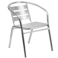 Flash Furniture Heavy Duty Aluminum Indoor-Outdoor Restaurant Stack Chair Triple Slat Back - TLH-1-GG