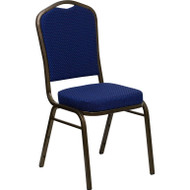 Flash Furniture Hercules Series Crown Back Stacking Banquet Chair with Navy Blue Patterned Fabric - FD-C01-GOLDVEIN-208-GG
