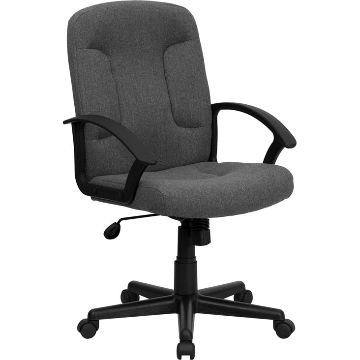 BT-9022-BK-GG High Back Gray Fabric Executive Swivel Chair with Arms 