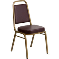 Flash Furniture Hercules Series Trapezoidal Back Stacking Banquet Chair with Brown Vinyl - FD-BHF-1-ALLGOLD-BN-GG