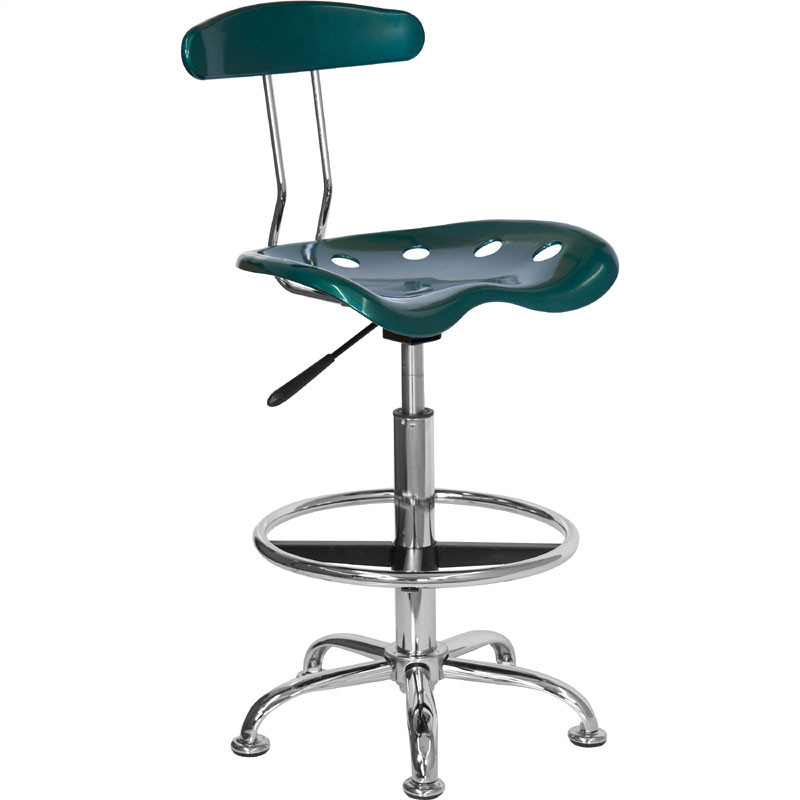 Flash furniture vibrant black and chrome drafting stool with tractor seat outlet