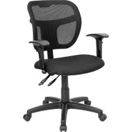 Flash Furniture Mid Back Mesh Task Chair with Black Fabric Seat and Arms - WL-A7671SYG-BK-A-GG
